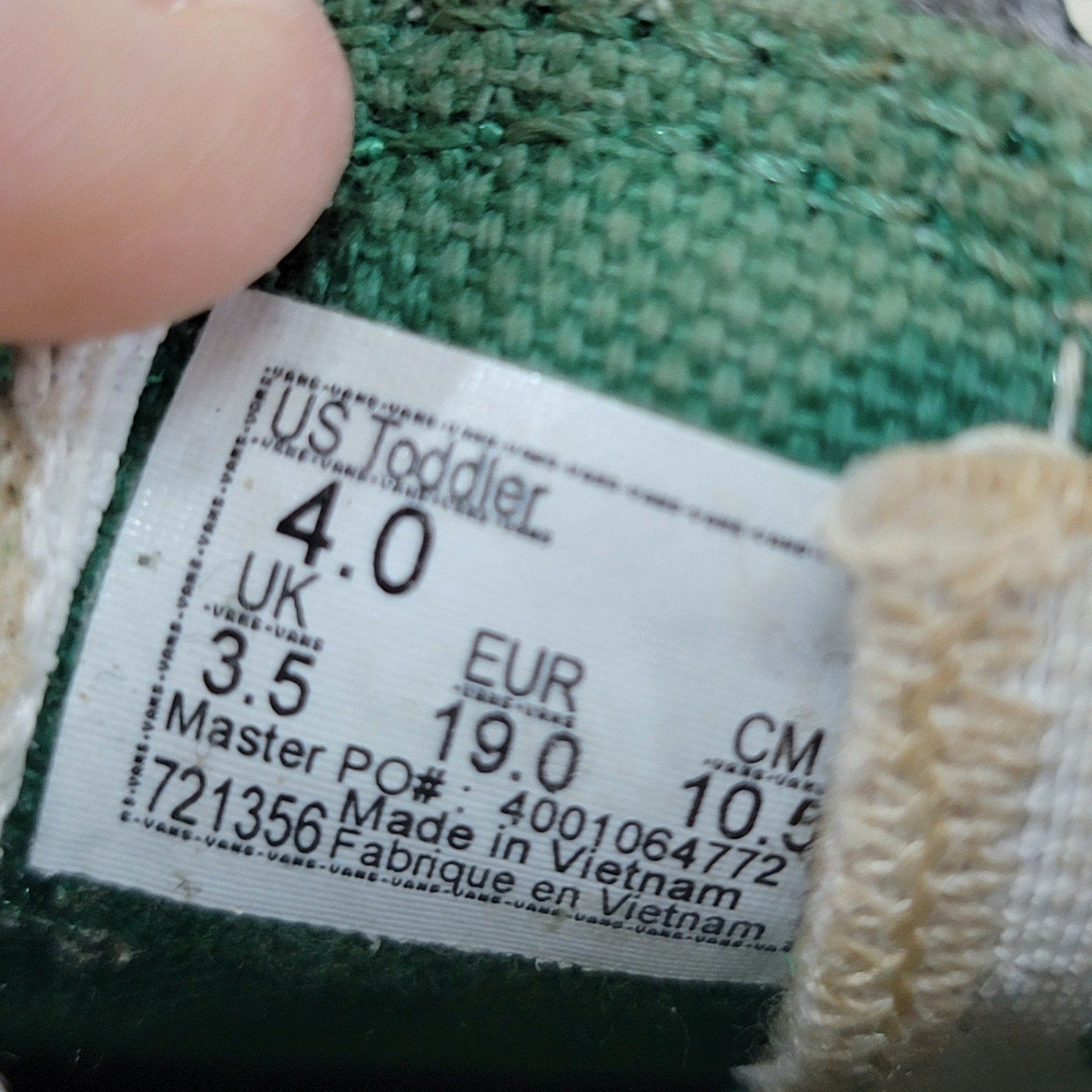 VANS Toddler Triceratops Green Slip-Ons w/ Box - Size 4T