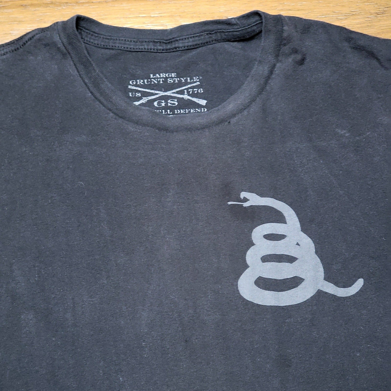 Grunt Style Black Unisex Tee Don't Tread On Me Snake - Size Large