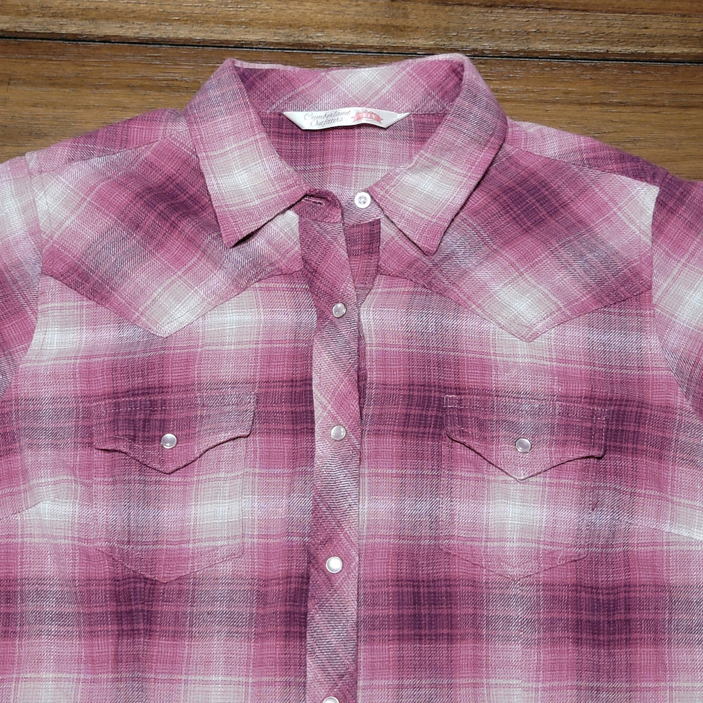 Ely Cumberland Outfitters Ladies Purple Plaid Pearl Snap Western Shirt - Medium