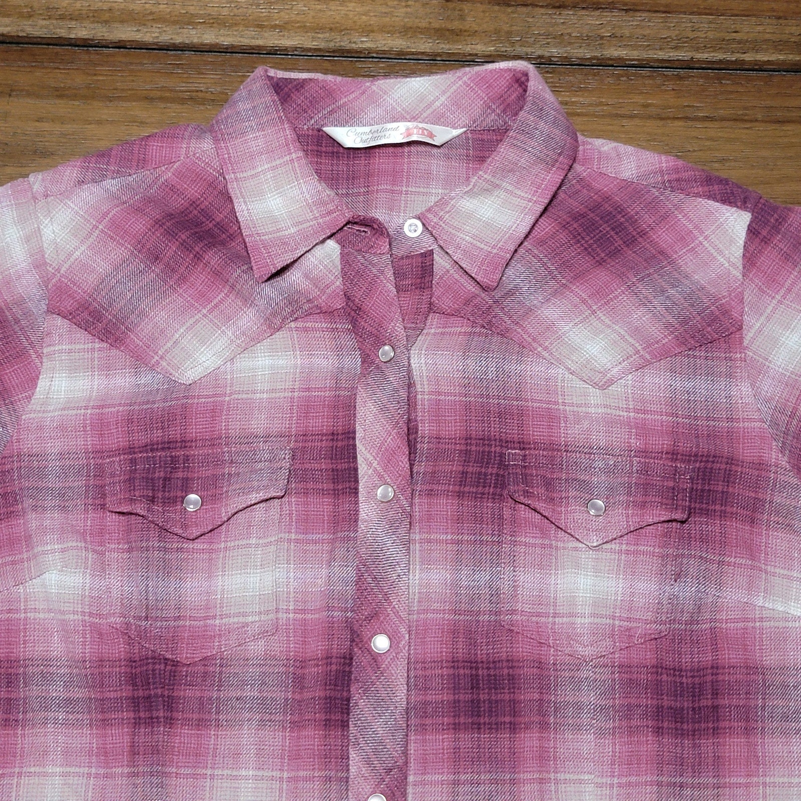 Ely Cumberland Outfitters Ladies Purple Plaid Pearl Snap Western Shirt - Medium