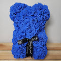 Dark Blue Foam Rose Teddy Bear w/ "Just For You" Ribbon