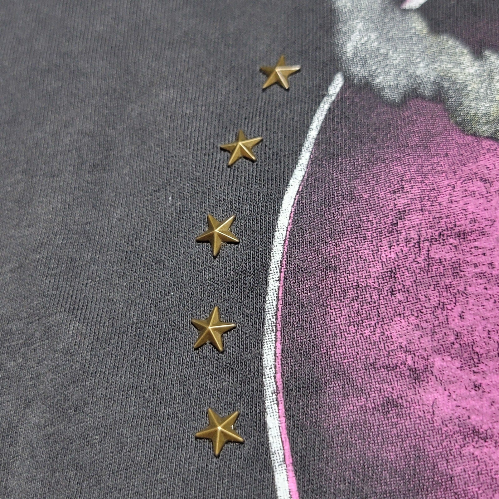 David Bowie Black Tee Diamond Dogs Style w/ Star Studs - Size Small