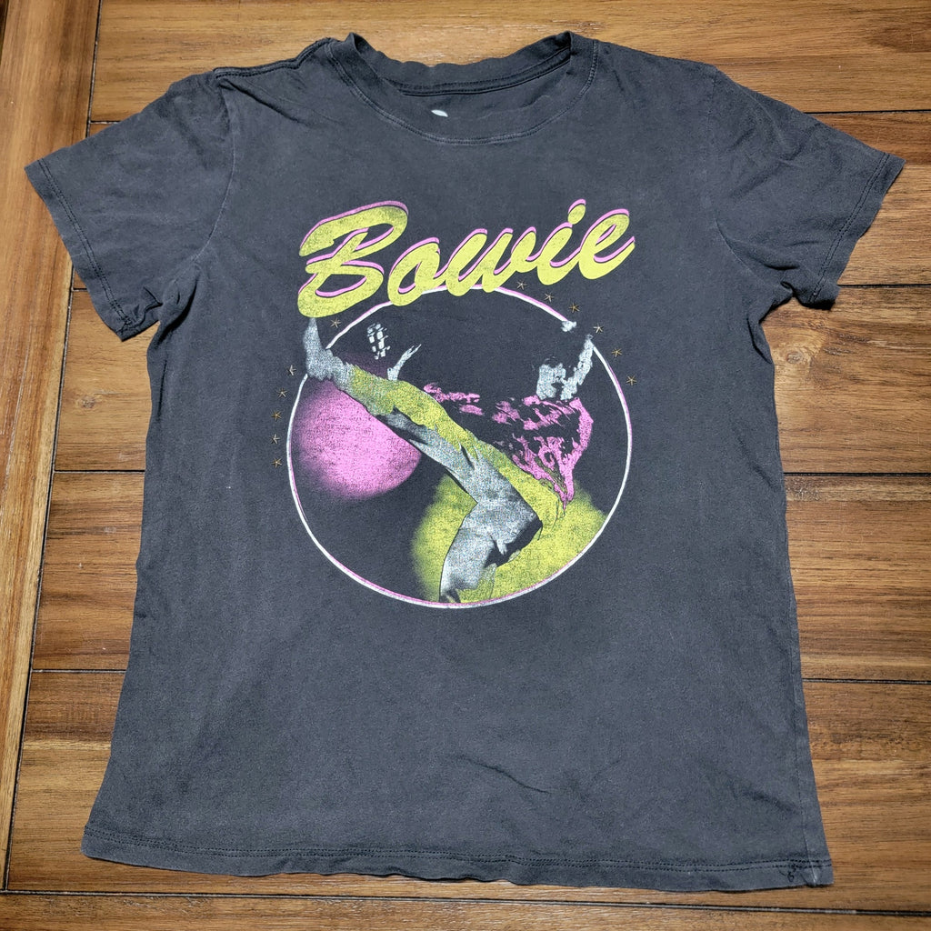 David Bowie Black Tee Diamond Dogs Style w/ Star Studs - Size Small