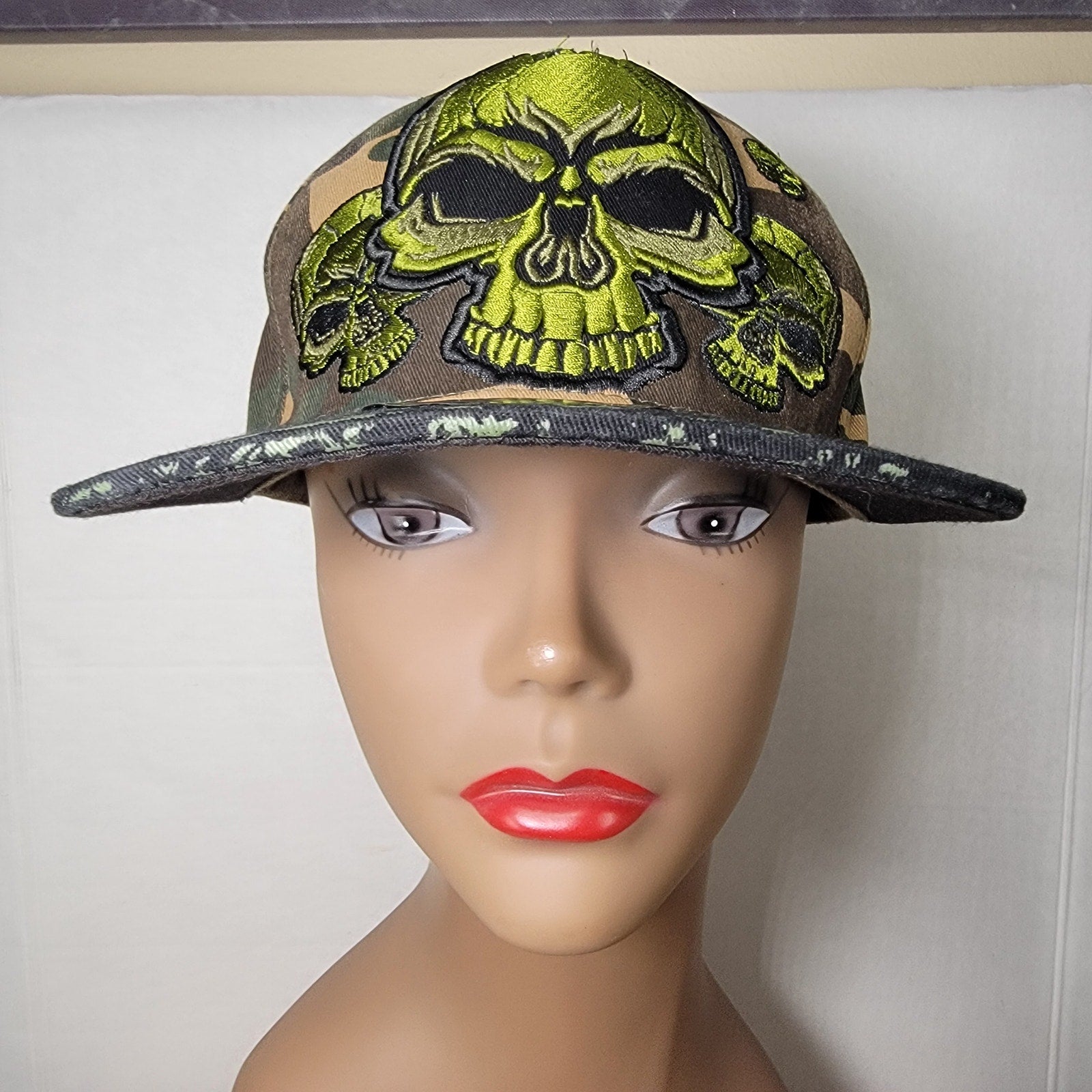 Top Level Green Camo Green Skull Snapback Ballcap