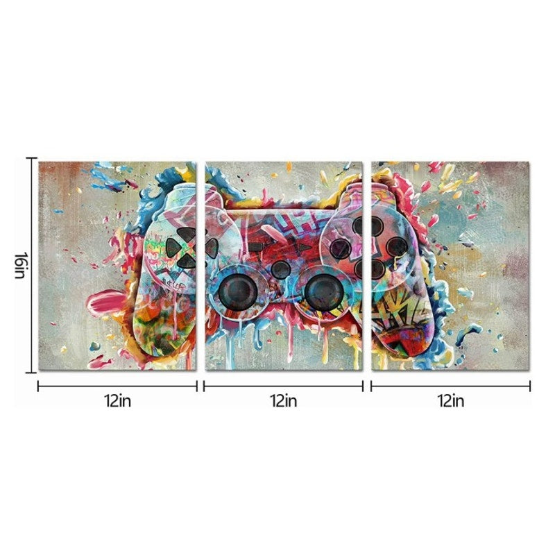3 Pc Graffiti-Style Video Game Controller Canvas Print