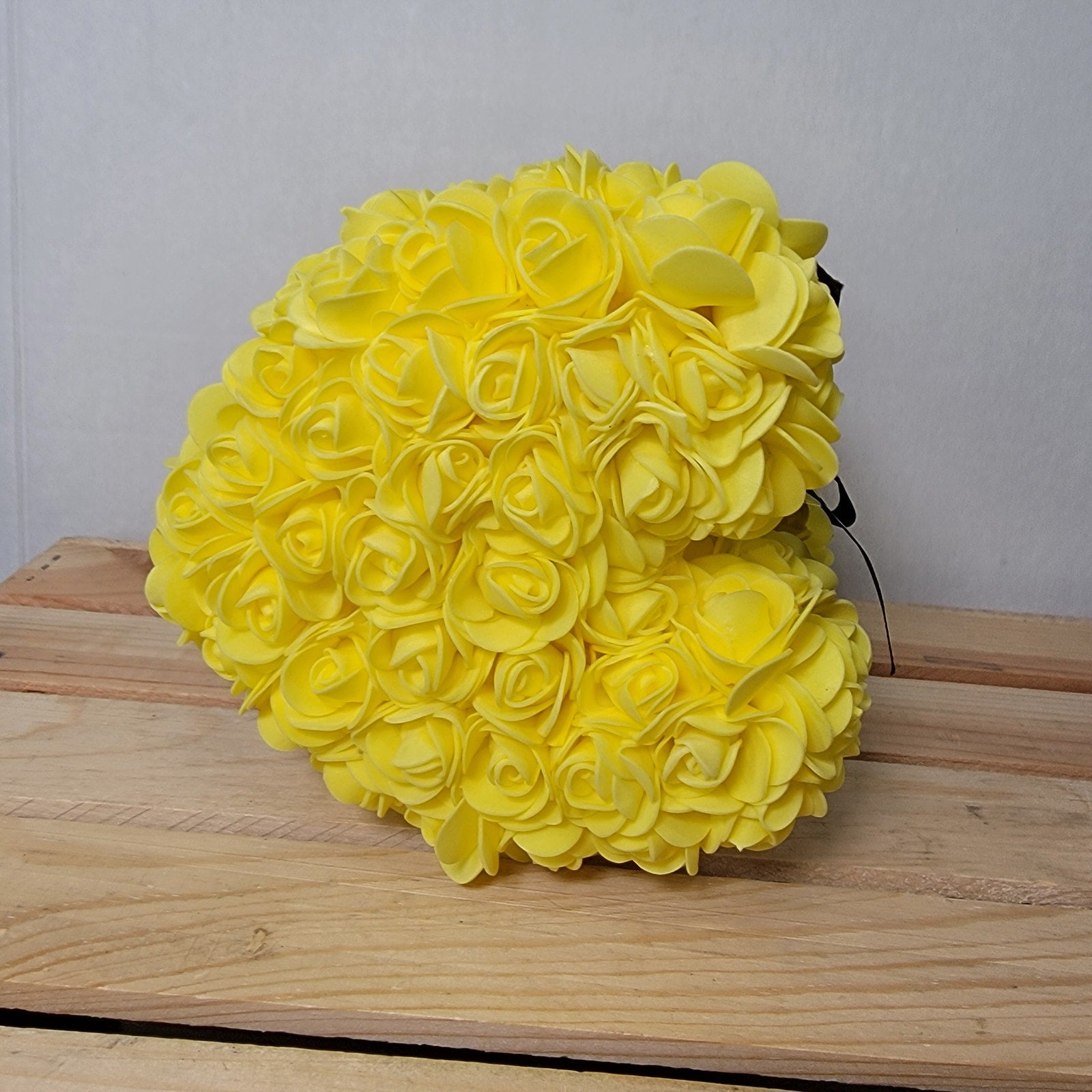 Yellow Foam Rose Teddy Bear w/ "Just For You" Ribbon