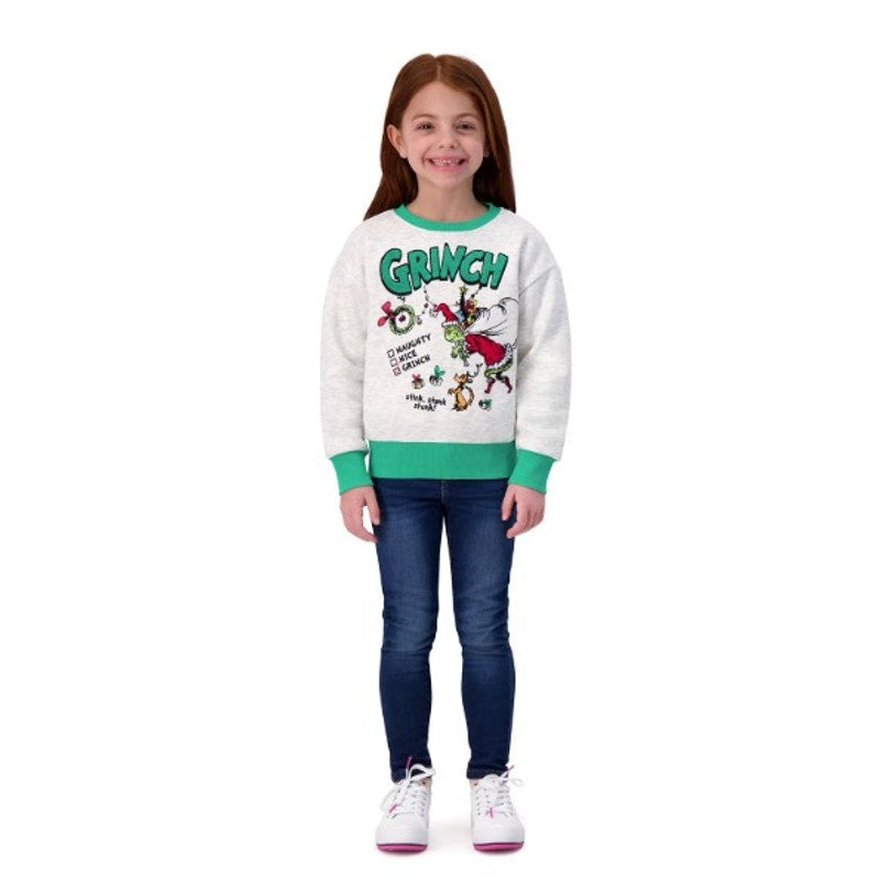 The Grinch Kids Grey Sweatshirt "Stink, Stank Stunk" - Size Medium (8)
