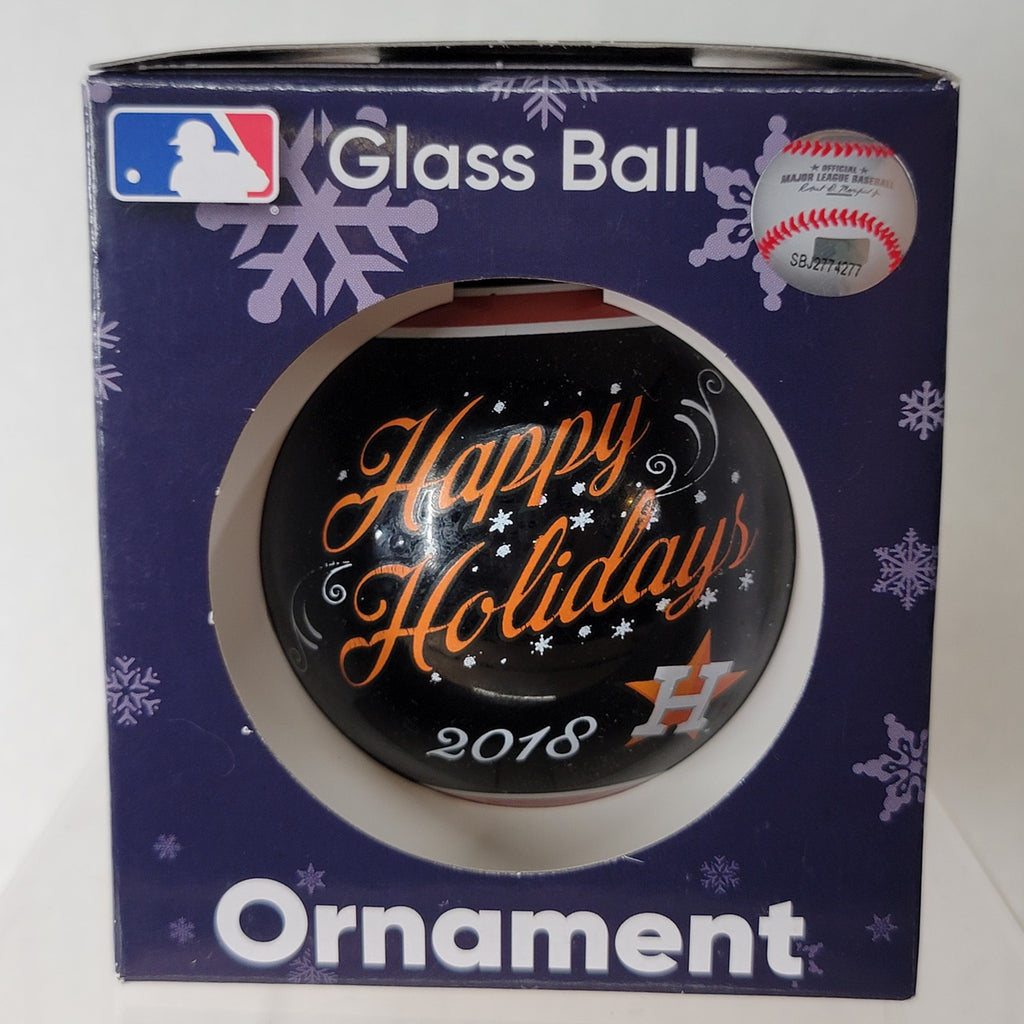 MLB Houston Astros Christmas Glass Ball Ornament "Happy Holiday 2018" - NEW