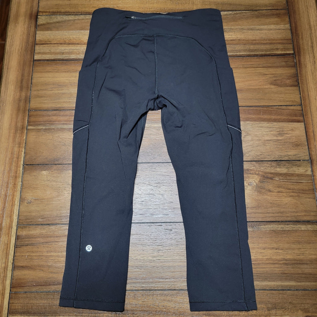 Lululemon Black Leggings w/ Zipper Pouch - Size 8