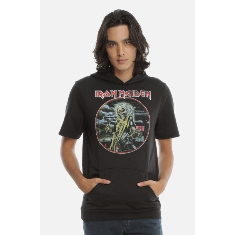 Iron Maiden Short Sleeve Pullover Black Hoodie - Size Small