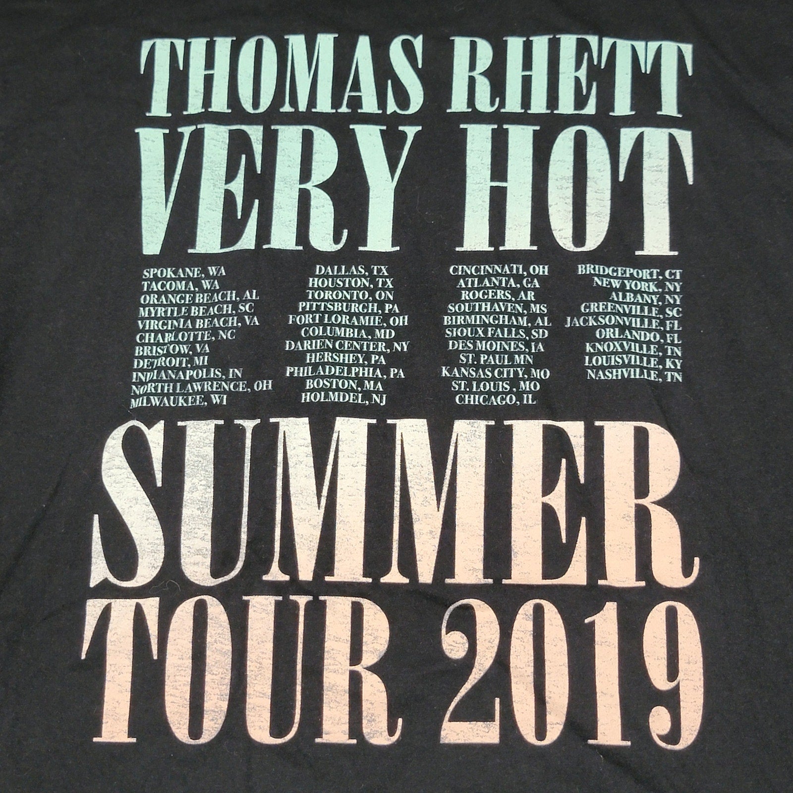 Thomas Rhett "Very Hot Summer" Tour 2019 Black Unisex Tee - Size Large