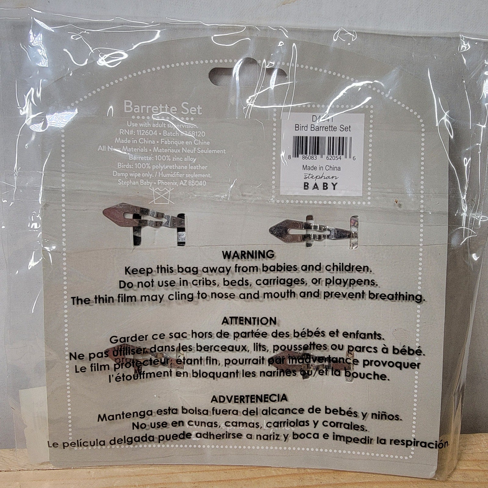 Set of 4 Stephan Baby Bird Barrette Set - NEW / SEALED