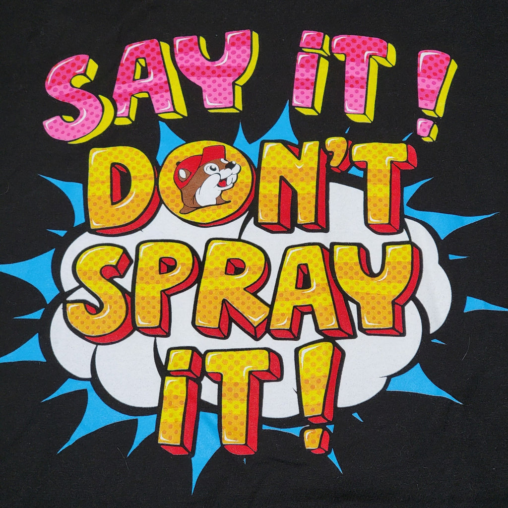 Buc-ee's Black Unisex Tee Mask "Say It Don't Spray It" - Size XL
