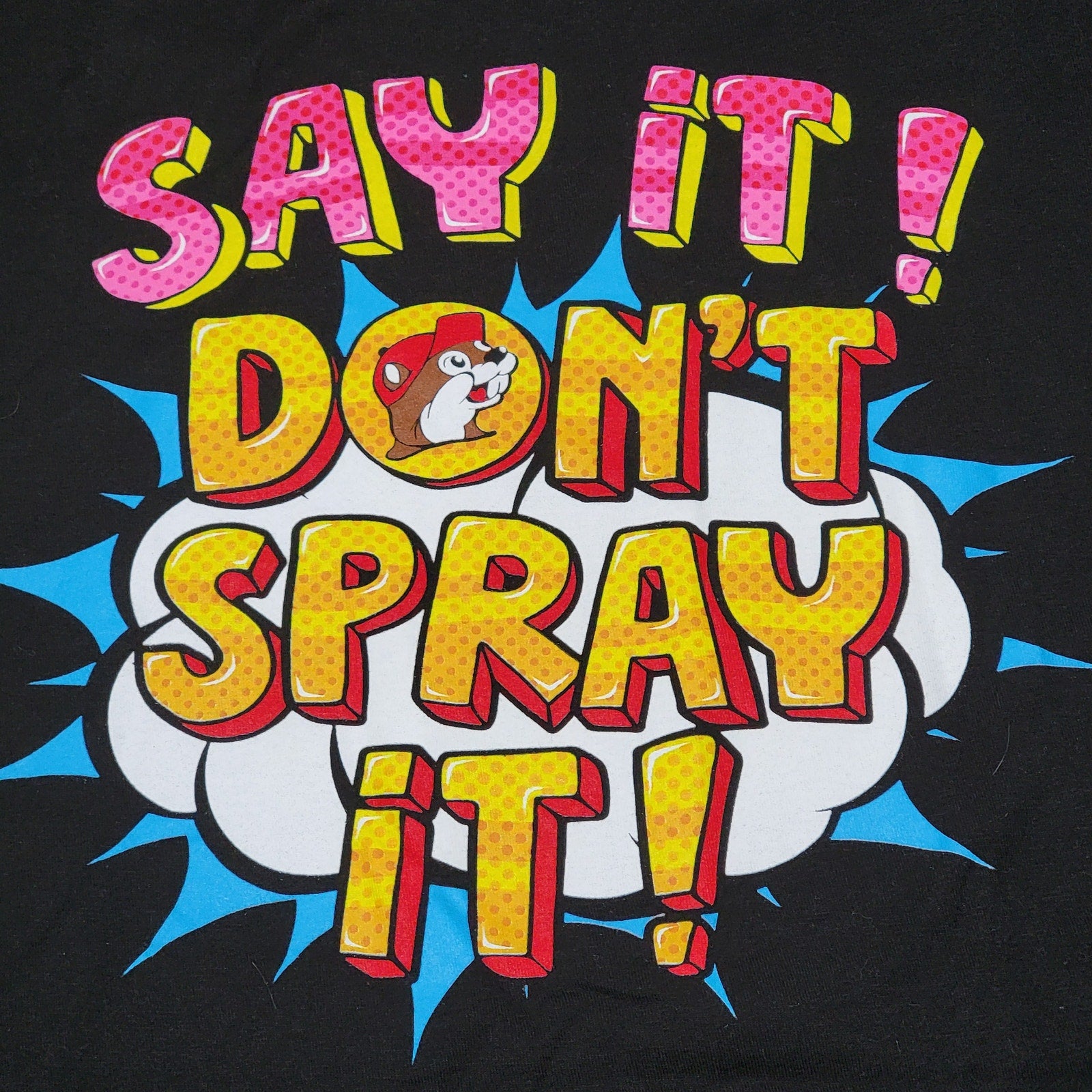 Buc-ee's Black Unisex Tee Mask "Say It Don't Spray It" - Size XL