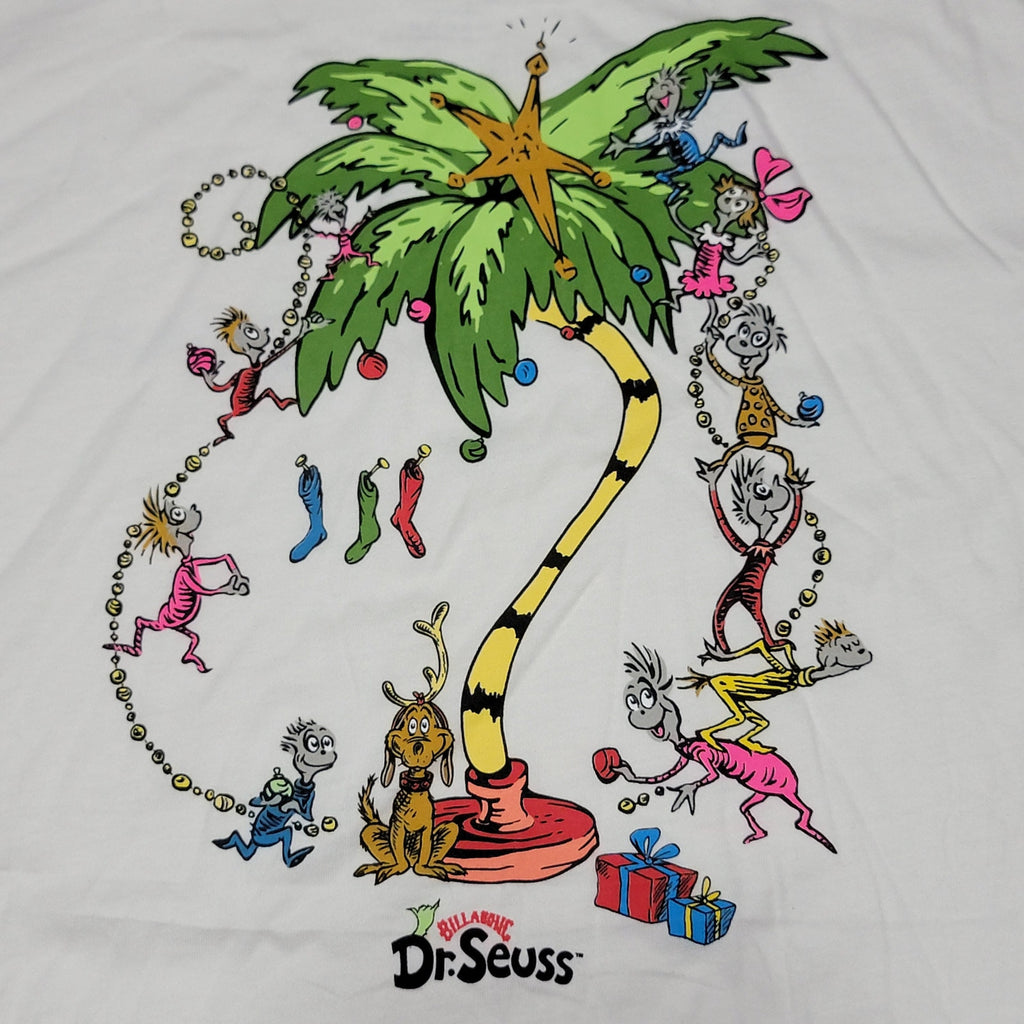 Billabong x Dr. Seuss Unisex White Tee Christmas Palm Tree - Size XL