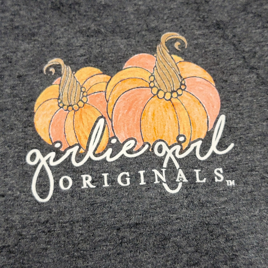 Girlie Girl Originals LS Grey Fall Tee "Pumpkin Kisses..." - Size Large
