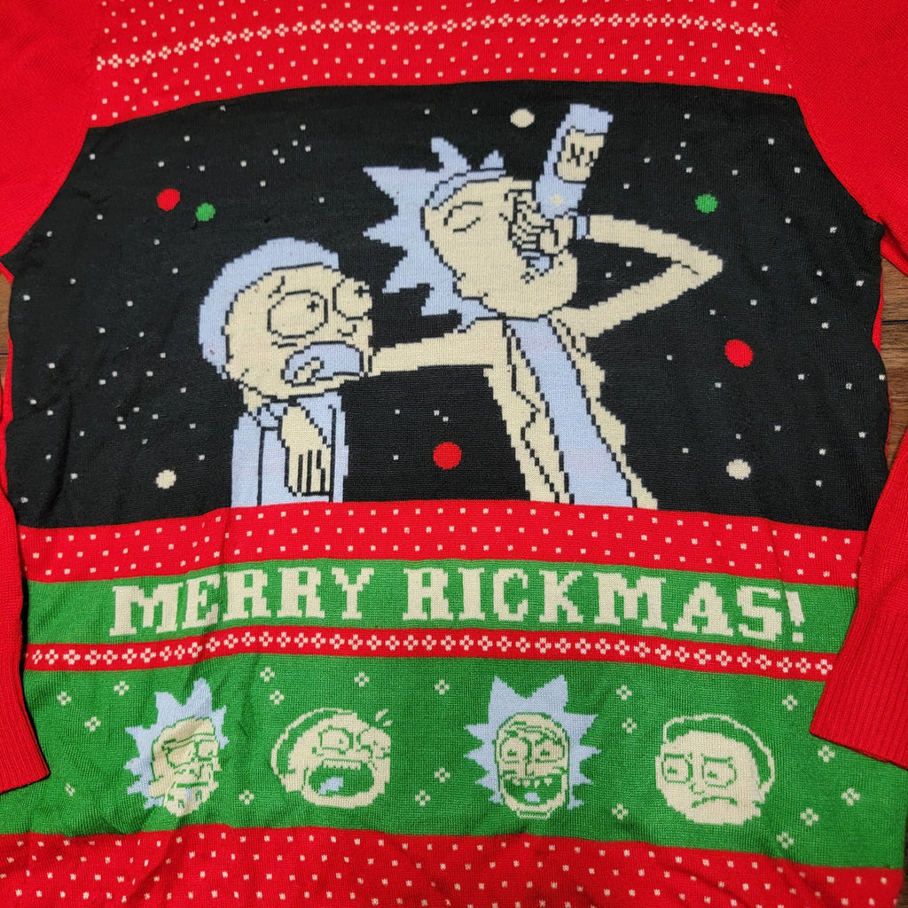 Rick And Morty LS Knit Ugly Christmas Sweater "Merry Rickmas!" - Size XL