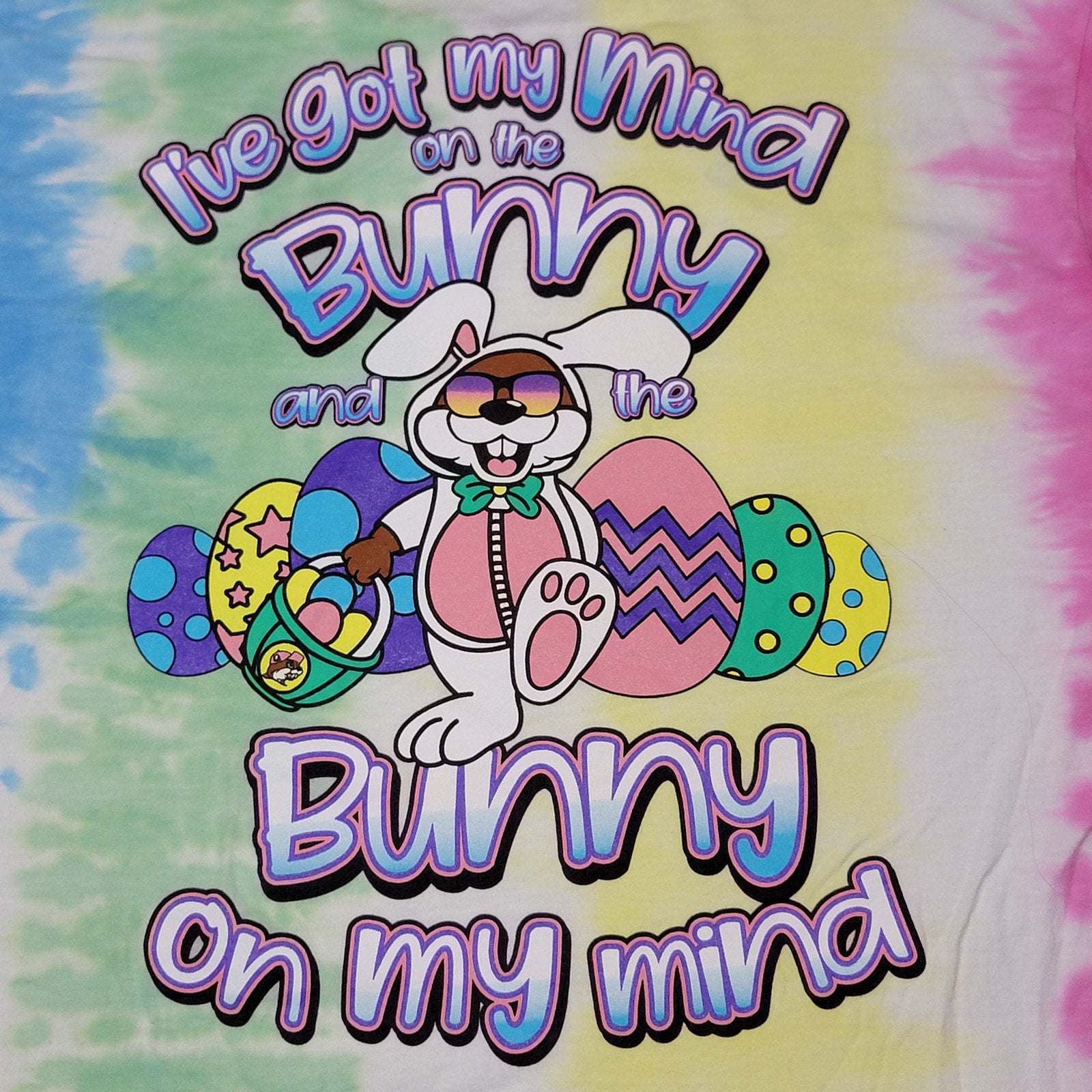 Buc-ee's Easter Pastel Tie-Dye Tee "Got My Mind On The Bunny.." - Size XL