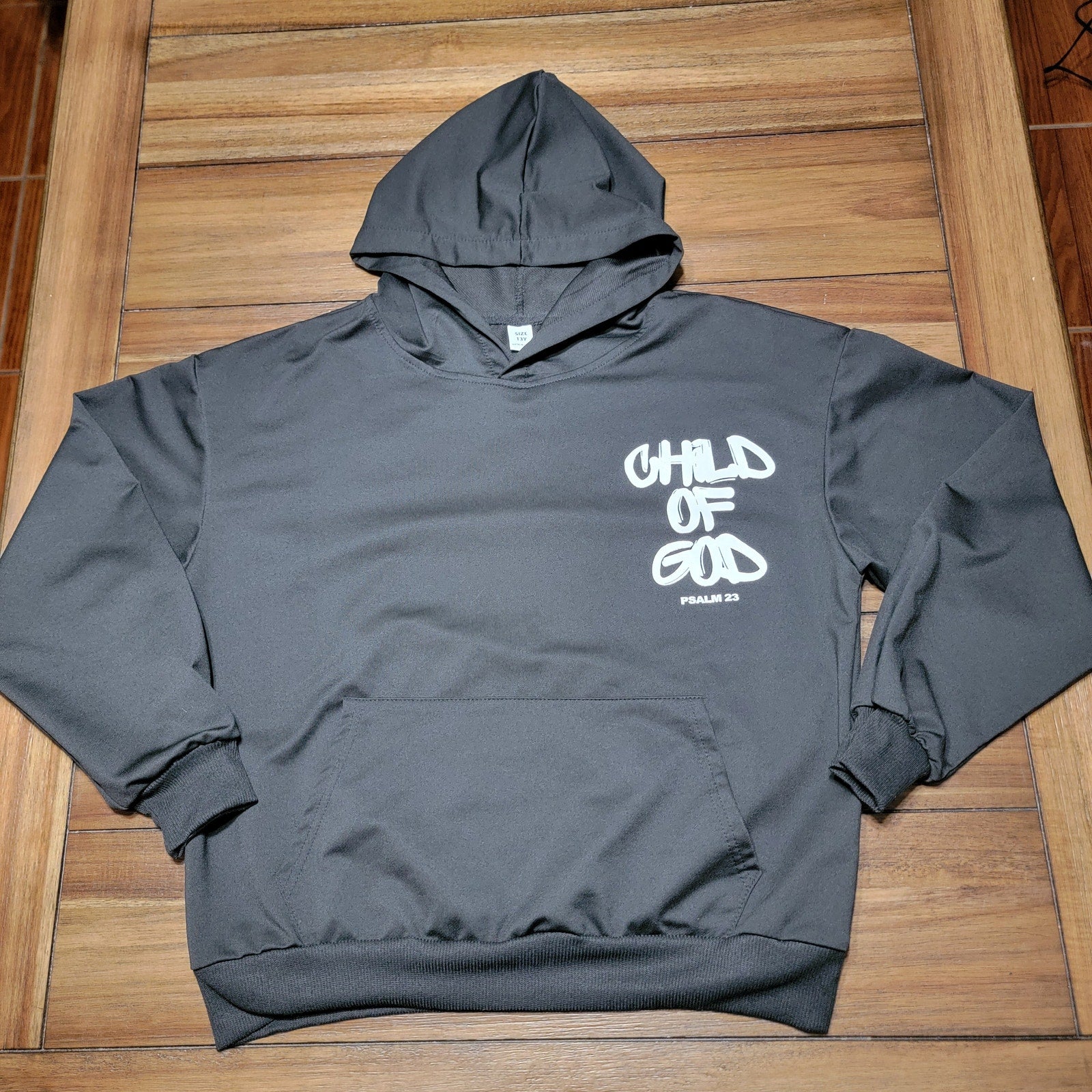 Unbranded Youth Black Pullover Hoodie "Psalm 23" - Size 13Y