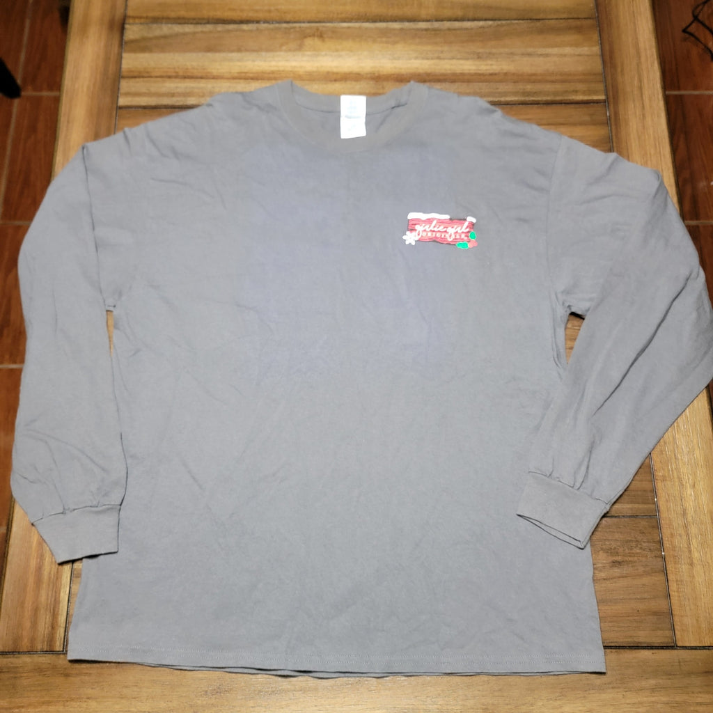 Girlie Girl Originals LS Grey Christmas Tee Holiday Signs - Size XL