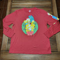 The Simpsons LS Red Christmas Tee Family Pic in Wreath - Size XL