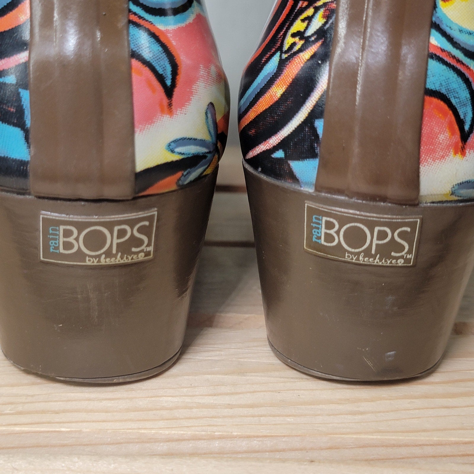 Rain Bops by Beehive Rain Boots Western Style w/ Paisley Pattern - Size 7