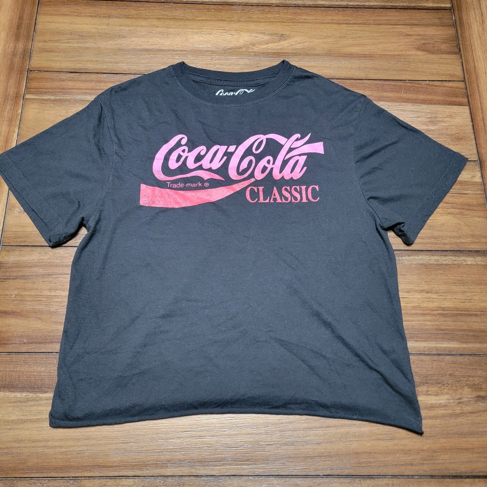 Coca-Cola Black Cut Crop Tee "Coca-Cola Classic" Logo - Size Small