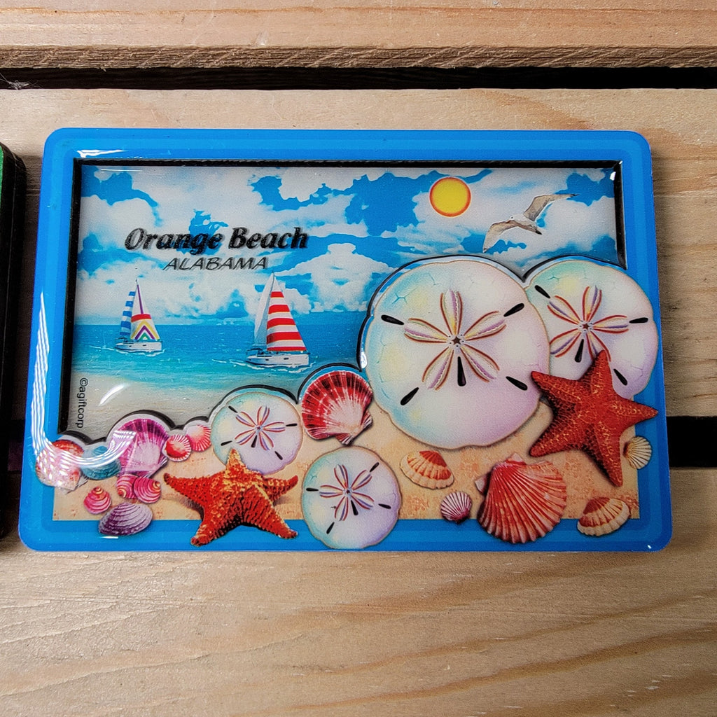 Set of 2 Alabama 2-Layer Magnets: Gulf Shores & Orange Beach - NEW