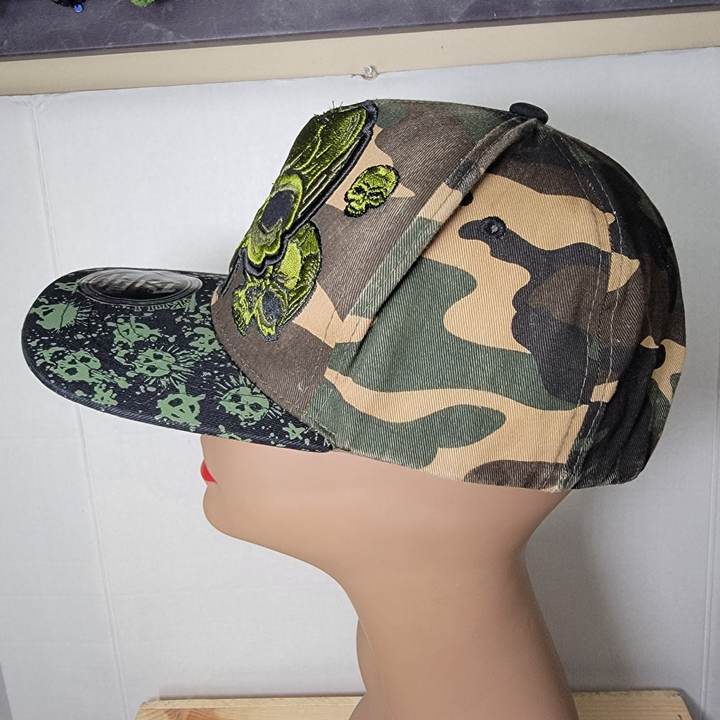 Top Level Green Camo Green Skull Snapback Ballcap