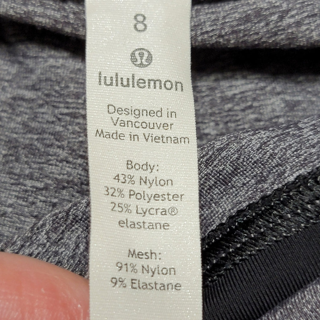 Lululemon Grey & Black Leggings w/ Zipper Pouch - Size 8