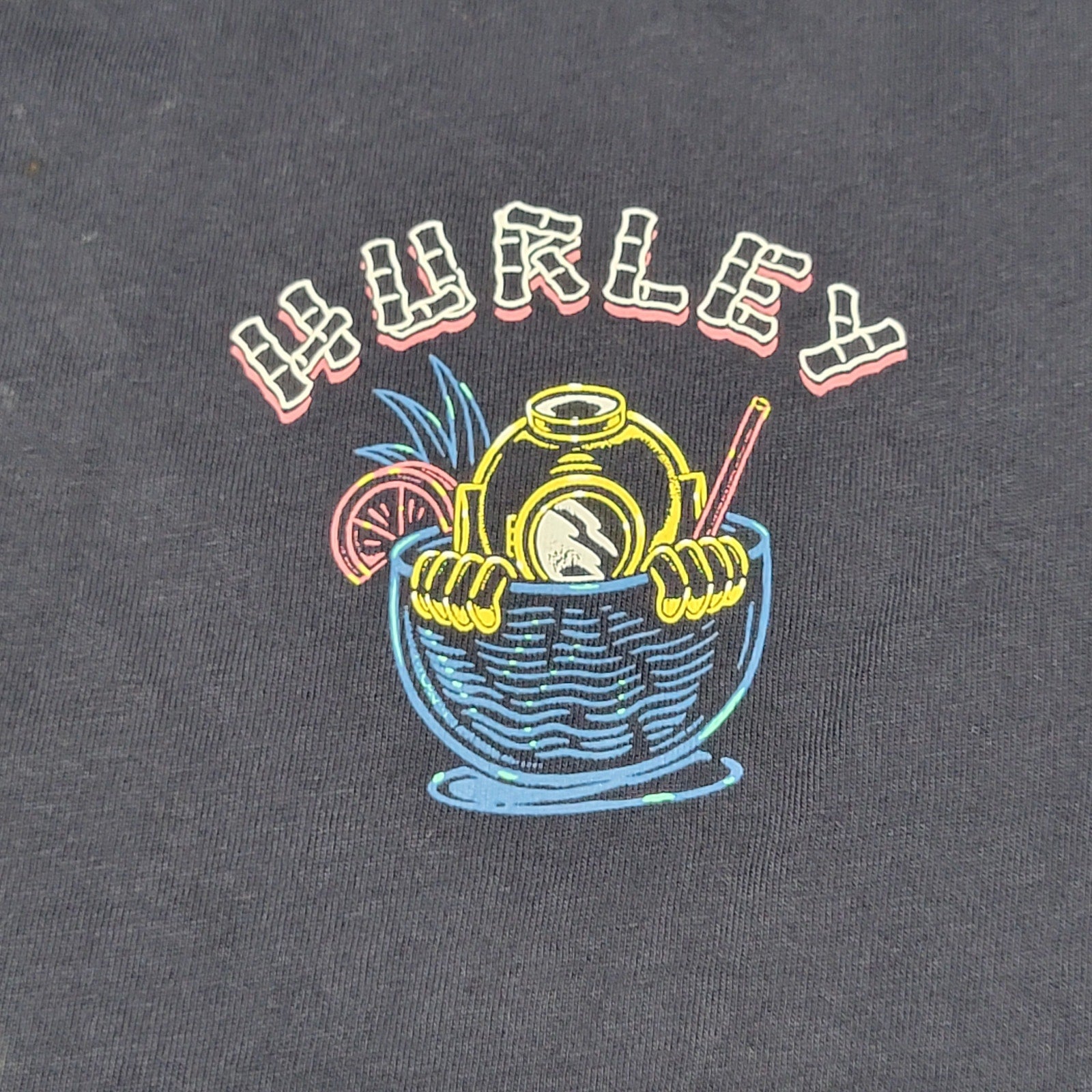 Hurley Black Tee "Dive Bar Fine Spirits" - Size Small