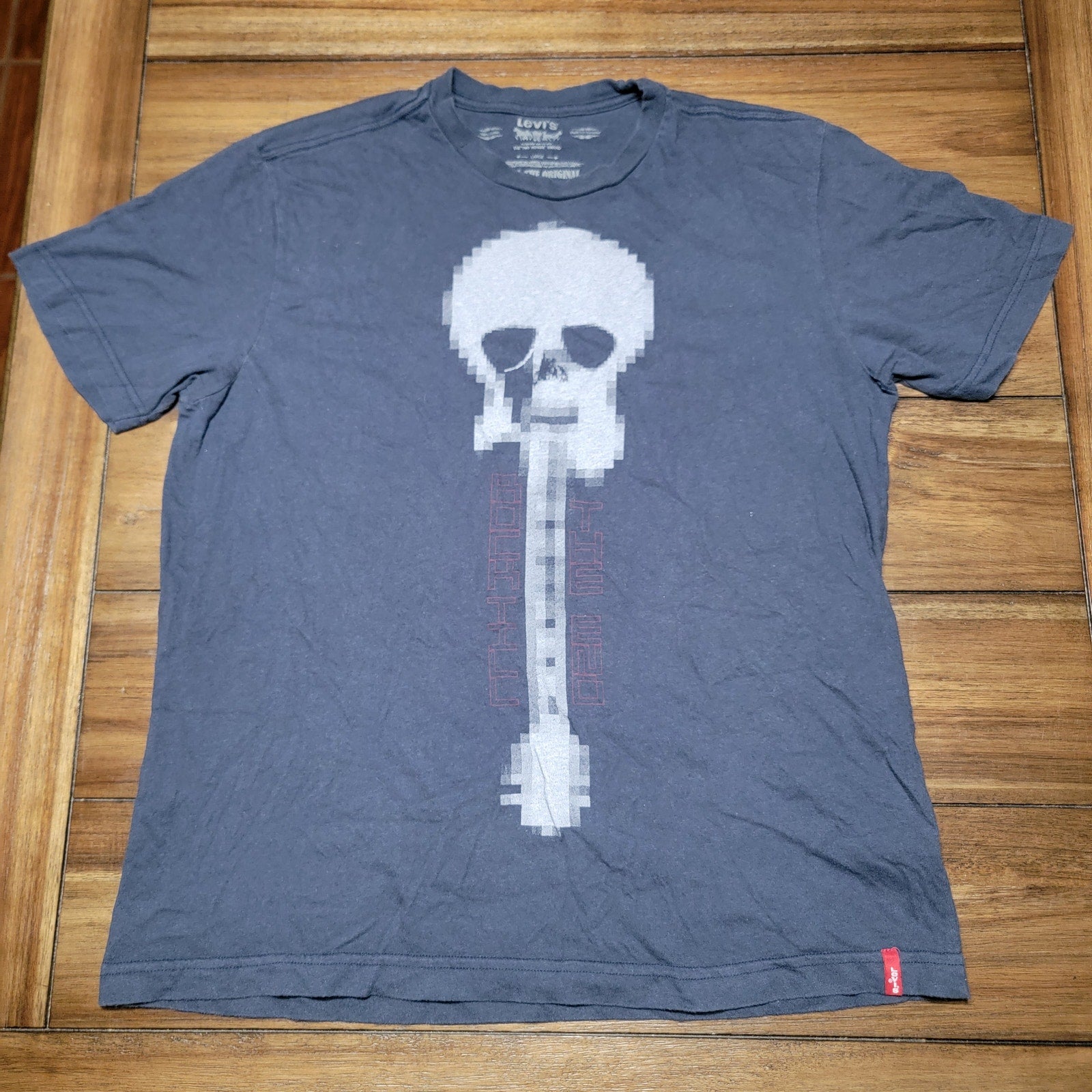 Levi's Black Unisex Tee Skull Guitar - Size Large