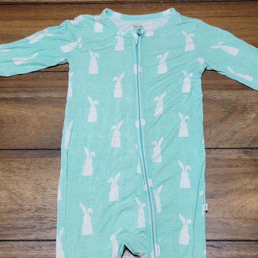 Birdie Bean Infant LS Green Rabbit Jumper w/ Optional Footies - Size 18-24M