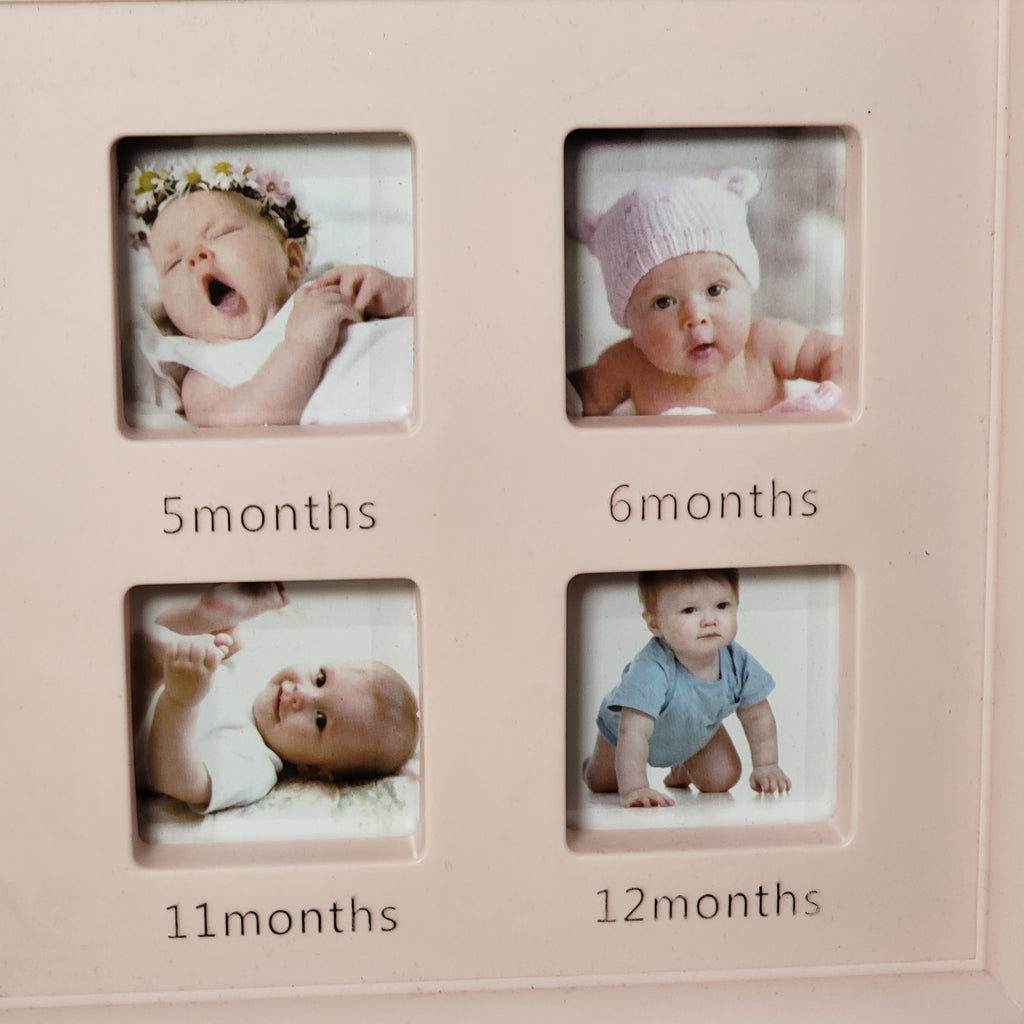 Baby Keepsake Pink Photo Frame "My First Year" 12 Monthly Milestones
