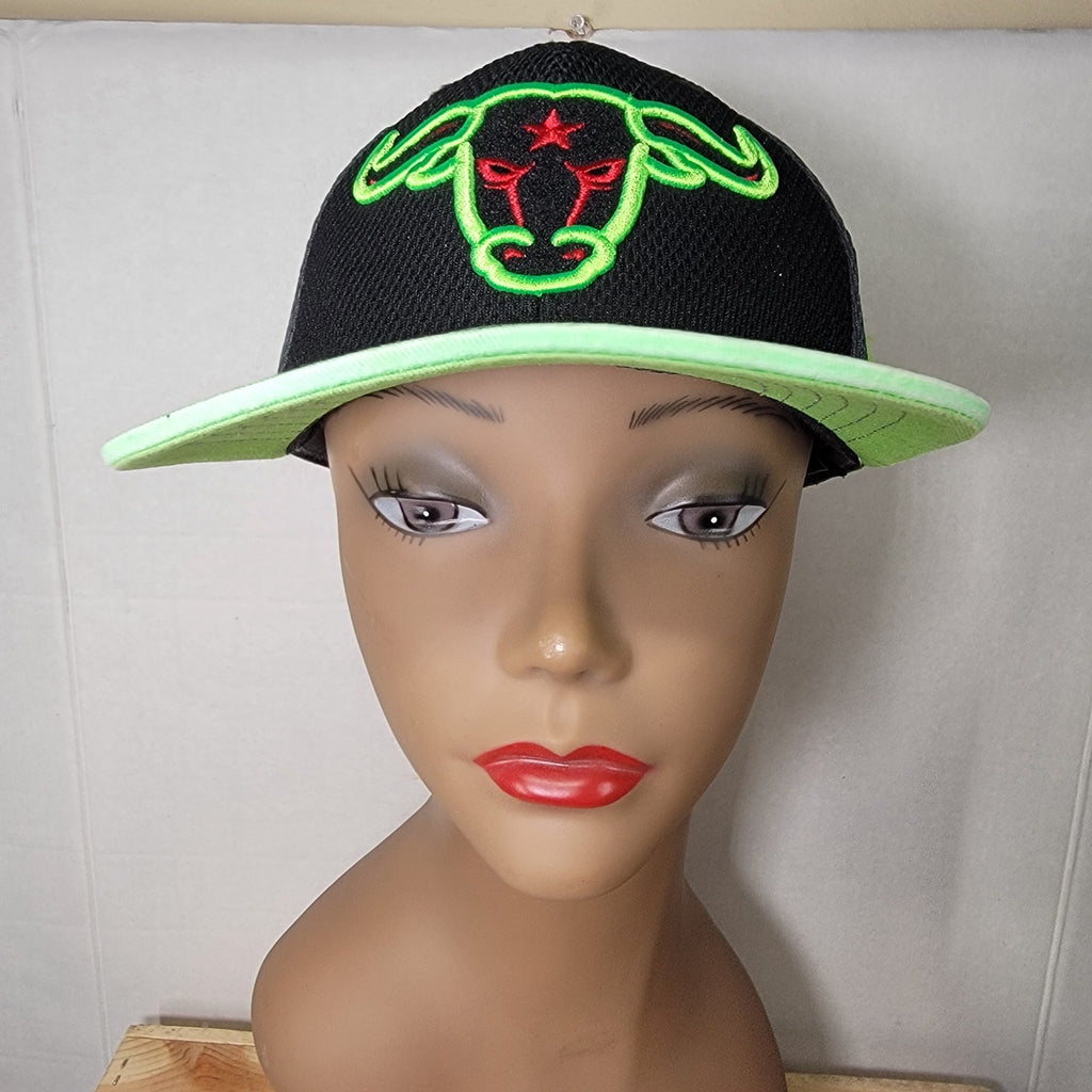 Pitbull Neon Green & Black "TX" Snapback Ballcap w/ Green Bull